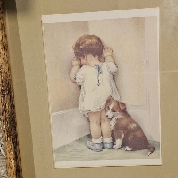 Vintage Bessie Pease Gutmann "In Disgrace" Framed Lithograph Signed 9" x 11" - Picture 7 of 8